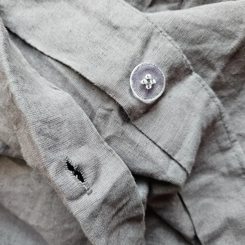 Quince 100% European Linen Duvet Cover Charcoal Gray King Cal Button Closure